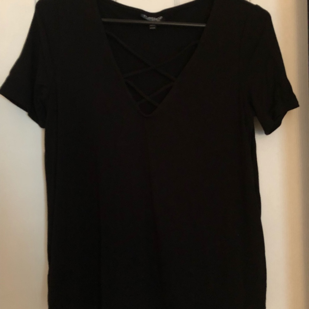 Topshop Criss Cross Black Top